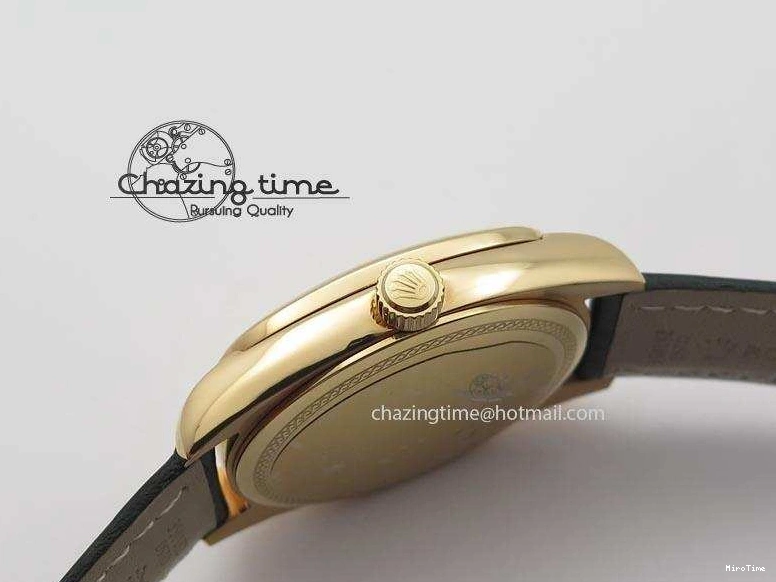 MiroTime 0209 Cozy Cellini Date RG Rose Gold Dial Stick Markers On Black Leather Strap A 3873